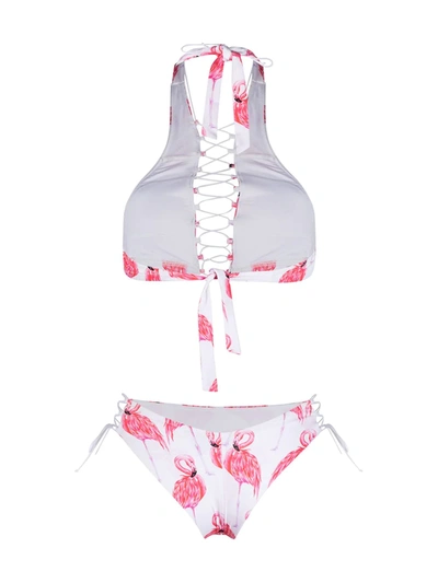 Noire Swimwear Addicted Flamingo Lace-up Bikini In White