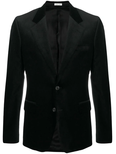 Shop Alexander Mcqueen Velvet Single-breasted Blazer In Black