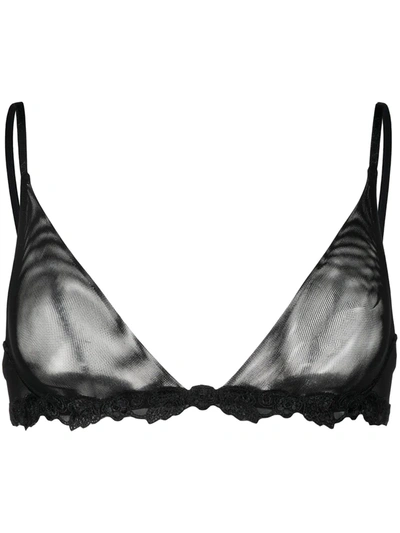 Shop La Perla Semi-sheer Embroidered Detail Bra In Black