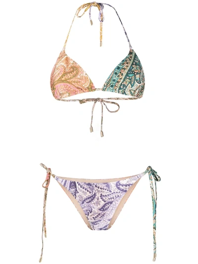 Shop Zimmermann Paisley Print Two-piece Bikini In Yellow