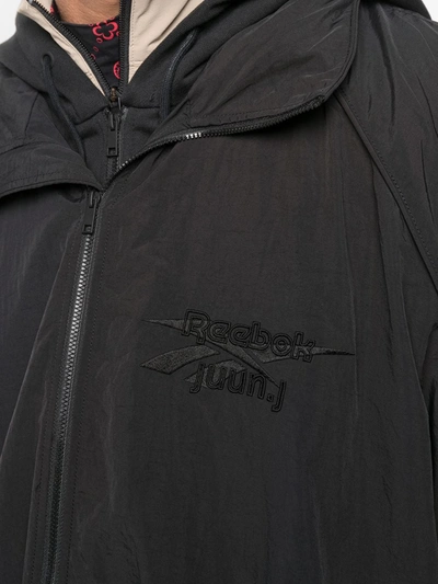 Shop Reebok X Juun.j Embroidered-logo Layered Raincoat In Black