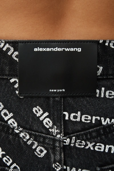 Shop Alexander Wang High Rise Logo Jeans In Grey Aged/white