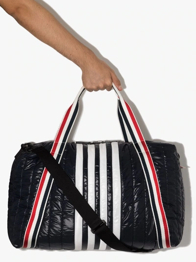 Shop Thom Browne 4-bar Stripe Detail Holdall In Blue