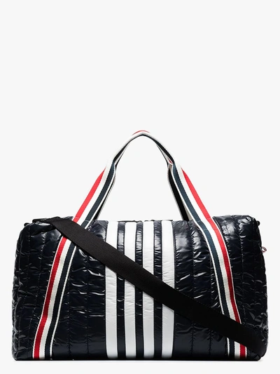 Shop Thom Browne 4-bar Stripe Detail Holdall In Blue