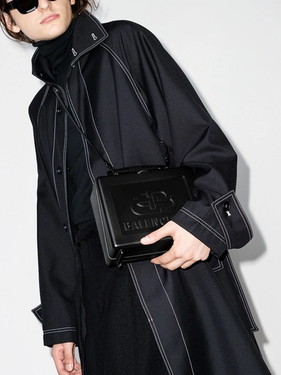 Balenciaga Lunch Box Bb-embossed Cross-body Bag In Black