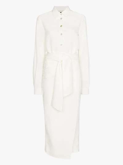 Shop Usisi Sister Juliana Wrap Midi Shirt Dress In White