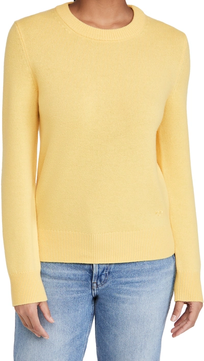 Shop Tory Burch Cashmere Sweater With Sequins In Bright Jasmine Yellow