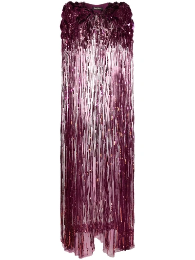 Shop Jenny Packham Agathe Sequin-embellished Cape In Purple