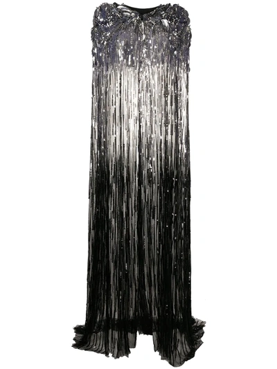 Shop Jenny Packham Agathe Sequin-embellished Cape In Black