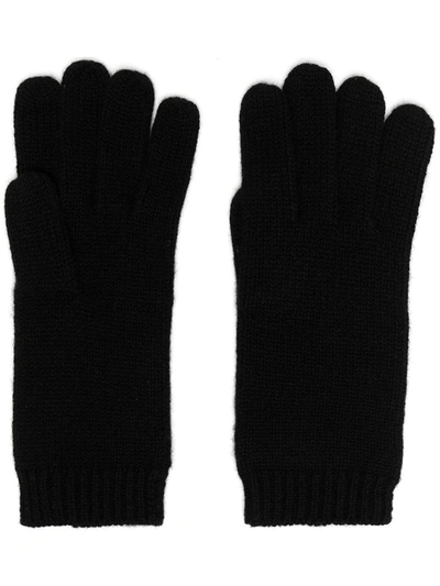 Shop Aspesi Ribbed-knit Edge Gloves In Black