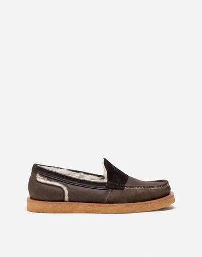 Shop Dolce & Gabbana Calfskin And Merino Wool Loafers In Multicolor