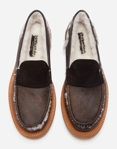 Shop Dolce & Gabbana Calfskin And Merino Wool Loafers In Multicolor