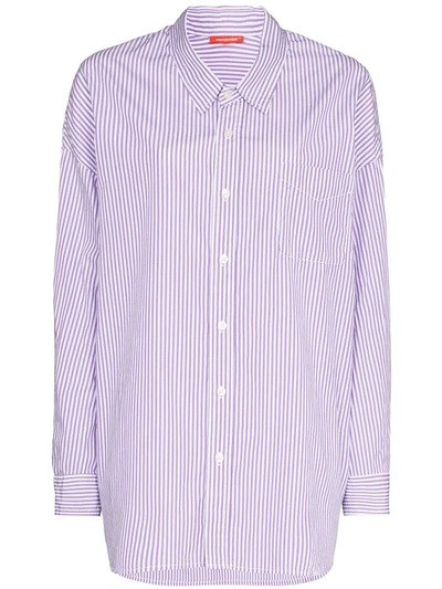 Shop Denimist Stripe Print Button-up Shirt In Purple