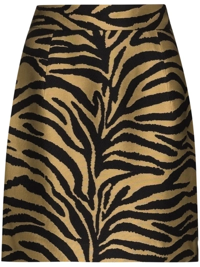 Shop Khaite Eiko Zebra-print Mini Skirt In Gold