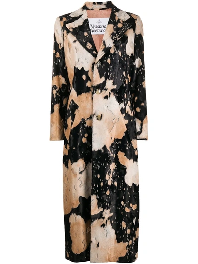 Shop Vivienne Westwood Animal-pattern Velvet Single-breasted Coat In Neutrals