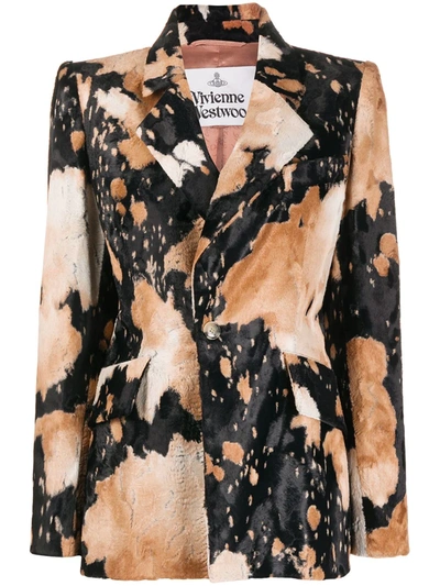Shop Vivienne Westwood Velvet Animal-pattern Blazer In Neutrals