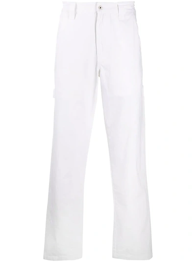 Shop Billionaire Boys Club High-rise Logo-embroidered Trousers In White