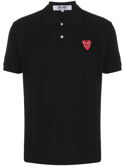 Shop Comme Des Garçons Play Layered Logo Polo Shirt In Black