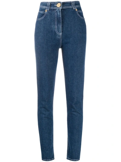 Shop Balmain Five-pocket Skinny Fit Jeans In Blue