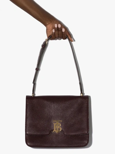 Shop Burberry Red Alice Tb Leather Shoulder Bag In Purple