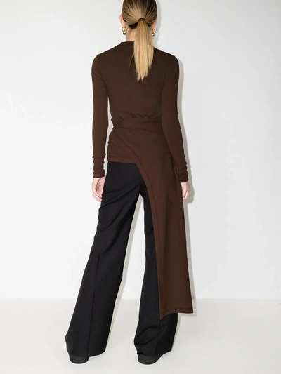 Shop Rosetta Getty Asymmetric Hem Wrap Top In Brown