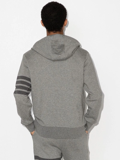 Shop Thom Browne 4-bar Zip-up Loopback-cotton Hoodie In Grey