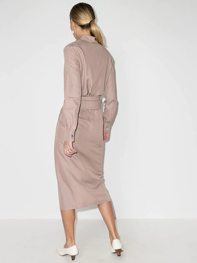 Shop Usisi Sister Pink Juliana Wrap Midi Shirt Dress