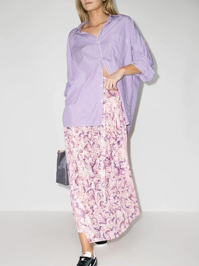 Shop Denimist Stripe Oversized Shirt In Purple