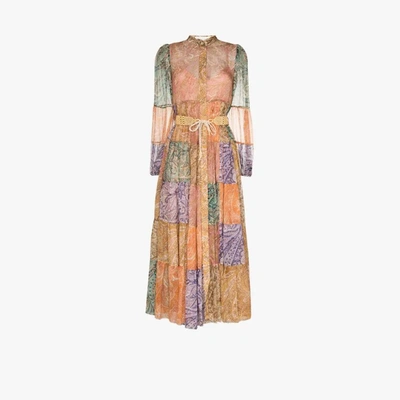 Shop Zimmermann 'brighton' Patchwork-hemdkleid In Rosa