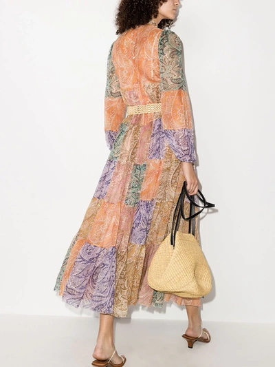 Shop Zimmermann 'brighton' Patchwork-hemdkleid In Rosa