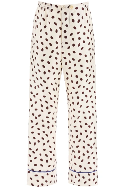 Shop Marni Bubble Print Jacquard Pants In Pearl (white)