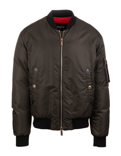 Shop Dsquared2 Military Green Icon Man Bomber Jacket