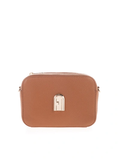Shop Furla Logo Handbag In Brown