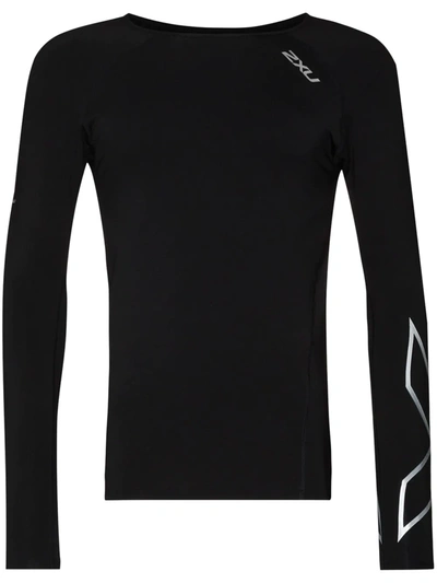 Shop 2xu Reflective-detailing Compression Top In Black