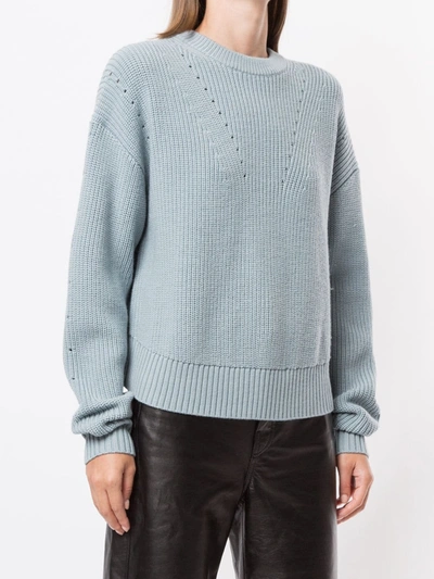 Shop Proenza Schouler White Label Back Slit Merino Knit Jumper In Blue