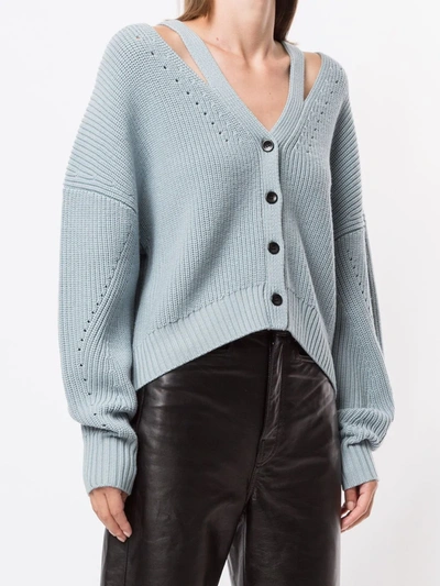 Shop Proenza Schouler White Label Button Back Knitted Cardigan In Blue