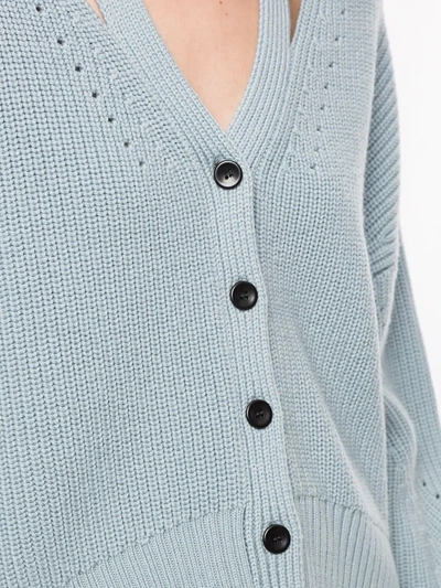 Shop Proenza Schouler White Label Button Back Knitted Cardigan In Blue