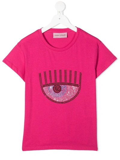 Shop Chiara Ferragni Embellished Eye T-shirt In Pink