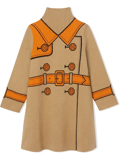 Shop Burberry Trompe L'oeil Sweater Dress In Brown