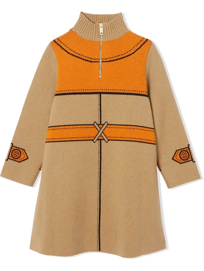 Shop Burberry Trompe L'oeil Sweater Dress In Brown