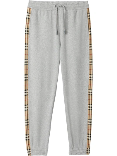 Shop Burberry Vintage Check Panel Track Pants In Grey