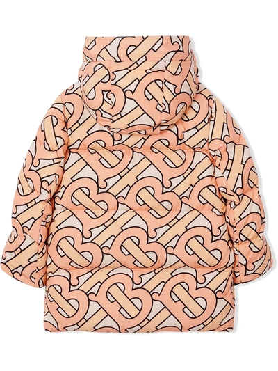 Shop Burberry Monogram Logo Print Padded Jacket In Pink