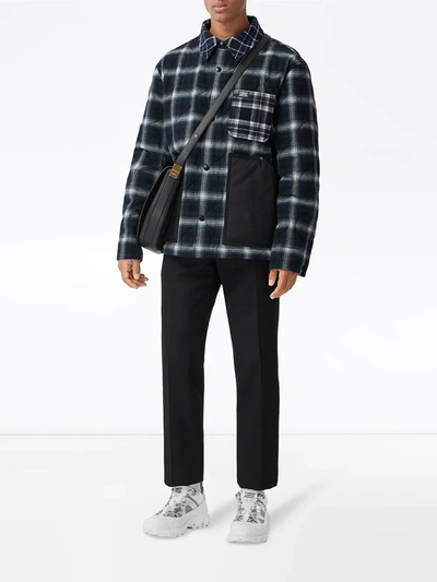 Shop Burberry Quilted Check Shirt Jacket In Black