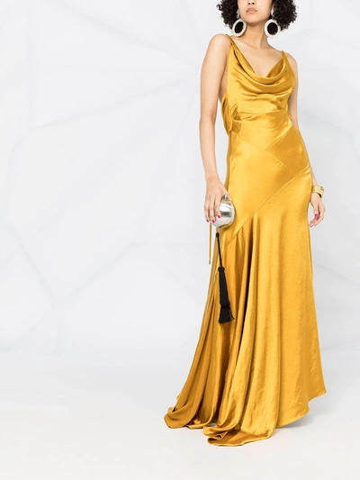Shop Solace London Draped-detail Gown In Yellow