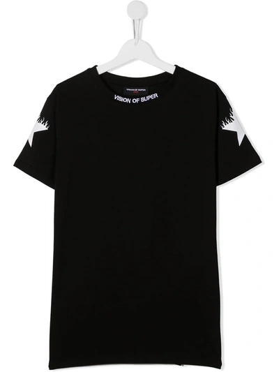 Shop Vision Of Super Teen Star-print Short-sleeve T-shirt In Black