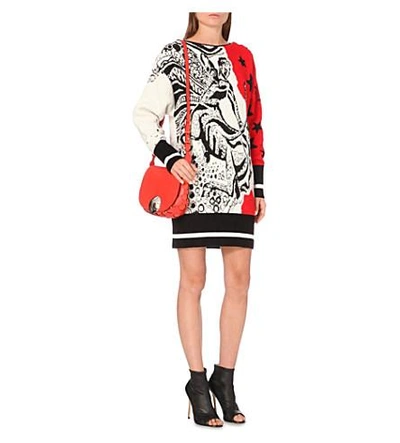 Shop Emilio Pucci Sagittarius Jacquard-knit Dress In Blk/red/wht