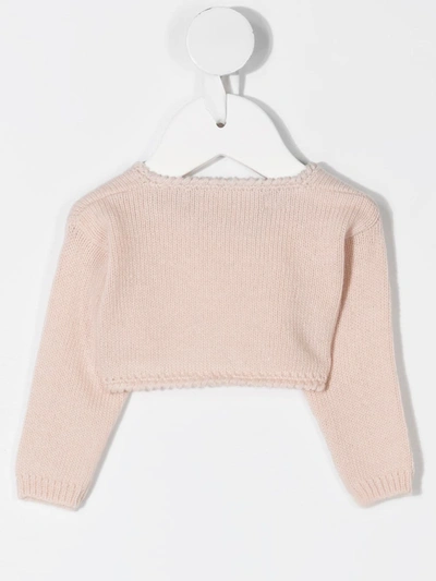 Shop La Stupenderia Cropped Wool Cardigan In Pink