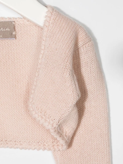 Shop La Stupenderia Cropped Wool Cardigan In Pink