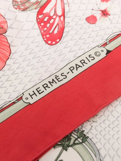 Pre-owned Hermes  Butterfly Print Scarf In Red