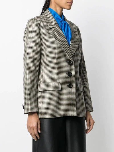 Pre-owned Saint Laurent Gingham Check Single-breasted Blazer In Neutrals